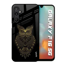 QRIOH Unisex Samsung Galaxy F16 5G Quirky Golden Owl Shockproof Glass Back Case-picture-24