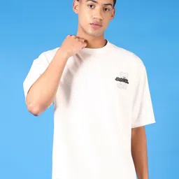 V-Mart Men Printed Raw Edge T-shirt-image-98