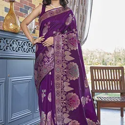 SHOP DROP Ethnic Motifs Zari Pure Silk Banarasi Saree-picture-0