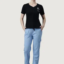 PRRODALITY Women's Coconut Tree Print Tee & Sky Blue Bottoms Co-ord-image-28