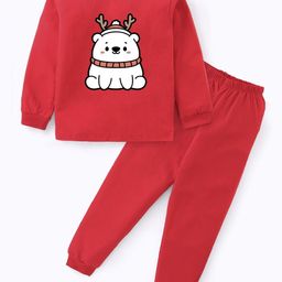 BLUSHES Unisex Kids Printed T-shirt with Pyjamas-image-97