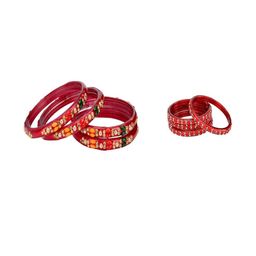 SOMIL Set Of 8 Artificial Stones and Beads Studded Glass Bangles-image-58