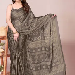 KALINI Poly Chiffon Block Print Saree image 1