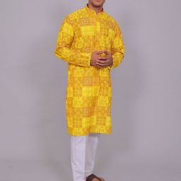 BLUESAANCHI Men Ethnic Motifs Printed Regular Chikankari Kurta with Pyjamas-picture-14