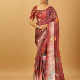 A.V.M. SILK MILLS Floral Printed Pure Crepe Saree-picture-19