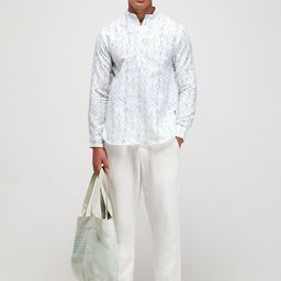 Red Flame Geometric Printed Mandarin Collar Kurta-picture-21