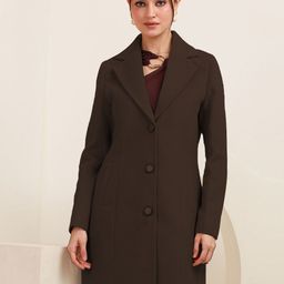 CHKOKKO Women Notched Lapel Collar Single Breasted Overcoat-picture-8