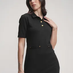 Tokyo Talkies Shirt Coller Fit & Flare Mini Dress-image-24
