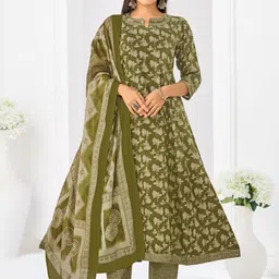 Larqi Floral Printed Jodhpuri Patchwork Pure Cotton Kurta With Trousers & Dupatta-picture-8