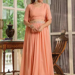Janasya Embellished Beads and Stones Ready to Wear Lehenga & Blouse With Dupatta-image-31