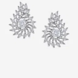 Kushal's Fashion Jewellery Rhodium-Plated Zircon Studded Classic Studs image 4