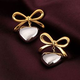 PALMONAS 18k Gold-Plated Contemporary Stainless Steel Drop Earrings-48