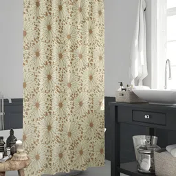 ArtzFolio Cream-Colored & Brown Floral Printed Shower Curtain-17