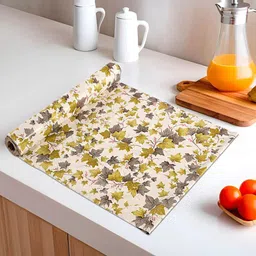 Kuber Industries Cream-Coloured & Green Printed Water Resistant Shelf Liner Organisers-8