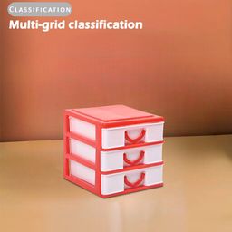 Kuber Industries White & Red 2 Pieces Reusable 3-Layer Storage Drawer Organiser image 3