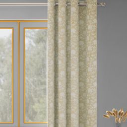 haus & kinder Chateau Rose Off White & Yellow Floral Printed Room Darkening Window Curtain-image-63