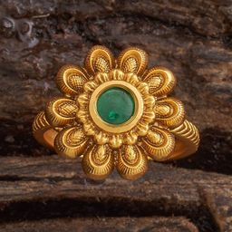 Kushal's Fashion Jewellery Gold-Plated Artificial Stones Studded Antique Finger Ring-image-30