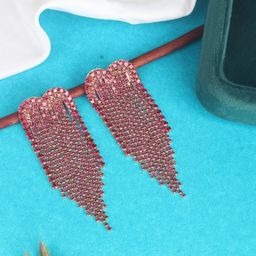 StyleCast Gold Plated Rhinestone Studded Contemporary Tasselled Drop Earrings-image-38