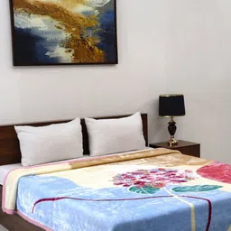 Signature Blue & White Floral Heavy Winter 450 GSM Double Bed Blanket-image-15
