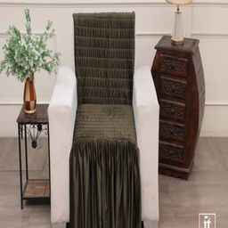 Fashion Throw Coffee Brown Self Design Velvet 1 Seater Sofa Cover-image-20