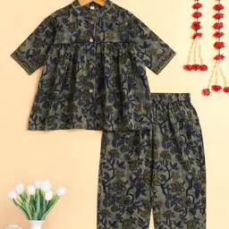The Magic Wand Girls Floral Printed Regular Pure Cotton Top with Palazzos-picture-23