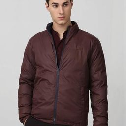 Mufti Men Mock Collar Solid Reversible Padded Jacket-picture-44