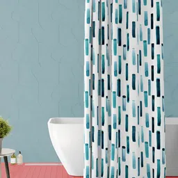 ArtzFolio White & Blue Geometric Printed Waterproof Shower Curtain-image-80