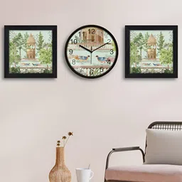 RANDOM Green & White Printed Traditional Wall Clock-17