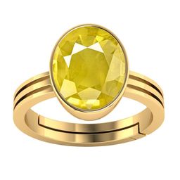 VISHVMA Gold-Plated 6.00 Ratti Sapphire Puhkraj Gemstone Studded Finger Ring-picture-18