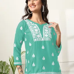 Rensa Women Self Design Embroidered V-Neck Top-picture-32