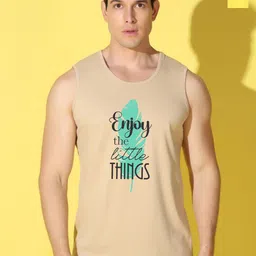 WOOSTRO Pack Of 2 Printed Super Combed Cotton Gym Vests VWS26(ENJOY RUST)(PLAIN YELLOW)-image-99
