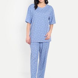 HAUTEMODA Printed Round Neck Night Suits-image-29