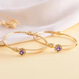 VOJ Set Of 2 Gold-Plated Stone-Studded Bangles-58