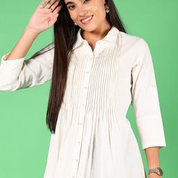 LIMEROAD Pleated Cotton A-Line Kurta-23