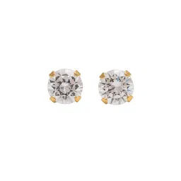STUDEX Stainless Steel 24K Pure Gold Plated Cubic Zirconia Studded Circular Shaped Studs-4