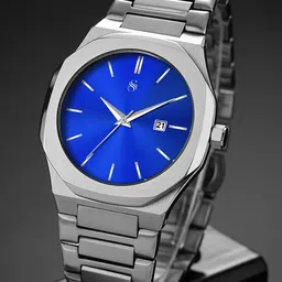 Shocknshop Men Patterned Dial & Stainless Steel Analogue Multi Function Watch WCH150Blue-46