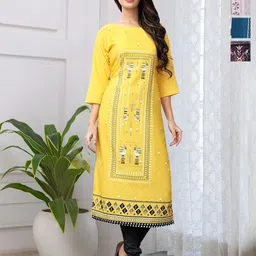 Anouk Rustic Women Pack Of 4 Ethnic Motifs Printed Round Neck Straight Kurtas-picture-15