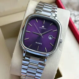 EMPERO Men Brass Printed Dial & Stainless Steel Straps Analogue Watch EAB222 Purple Dial Date-image-33