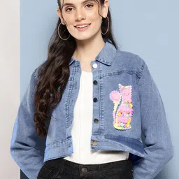CORSICA Women Washed Lightweight Denim Jacket Patchwork-picture-17