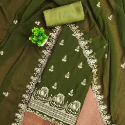 LeeliPeeri Designer Floral Embroidered Sequinned Georgette Unstitched Dress Material-image-97