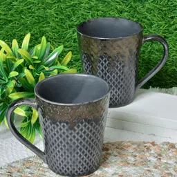 FABINALIV Grey & Beige Geometric Printed Ceramic Glossy Mugs Set of Cups and Mugs-18