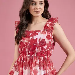 DressBerry Floral Print Georgette Peplum Top-picture-27