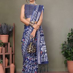 Lookmark Batik Printed Zari Kanjeevaram Saree-picture-7