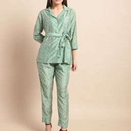 Aawari Printed Chanderi Silk Top With Trousers Co-Ords-19