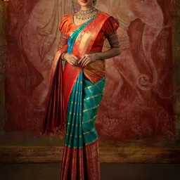 SANJANA SILK Ethnic Motifs Zari Kanjeevaram Saree-picture-18