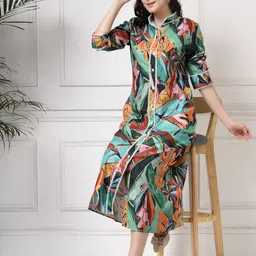 Get Glamr Tropical Print Linen A-Line Midi Dress-picture-18
