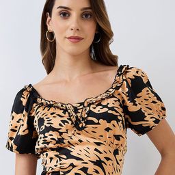 HERE&NOW Animal Print Sweetheart Neck Satin Crop Top-picture-25