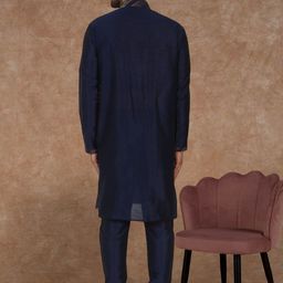 SKAVIJ Men Ethnic Motifs Embroidered Regular Thread Work Kurta with Churidar & With Dupatta image 4