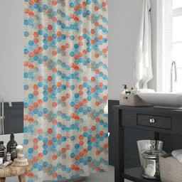 ArtzFolio Beige & Blue Printed Waterproof Shower Curtains-image-56