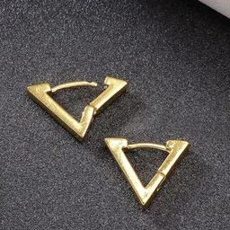 DressBerry Men Stainless Steel Gold-Plated Triangular Hoop Earrings-6